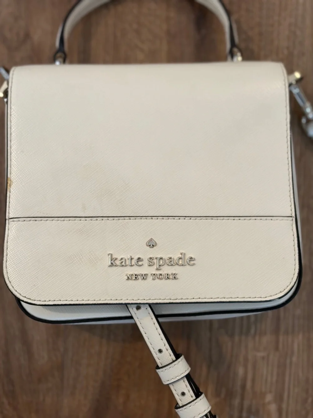 kate spade Cream Leather Crossbody Satchel with Top Handle - Picture 3 of 9